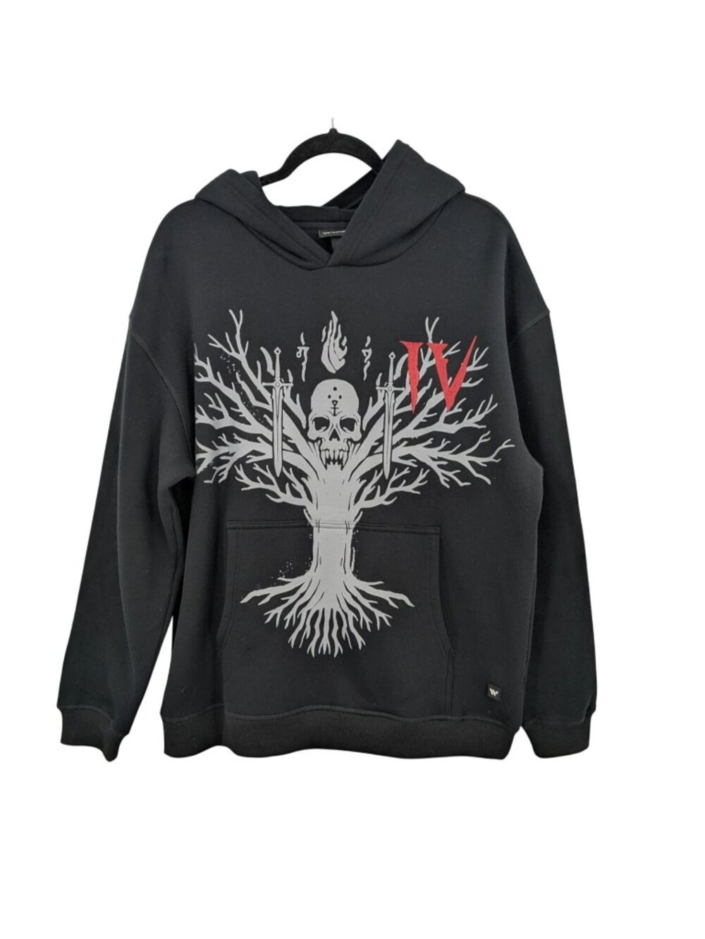 Diablo IV Skull Tree Graphic Hoodie Gothic Streetwear Grunge Emo Pullover Large